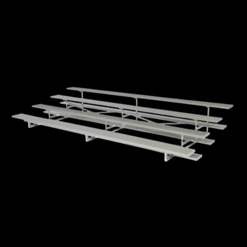 Compact 4-row portable aluminum bleachers seating up to 40 spectators for sideline seating